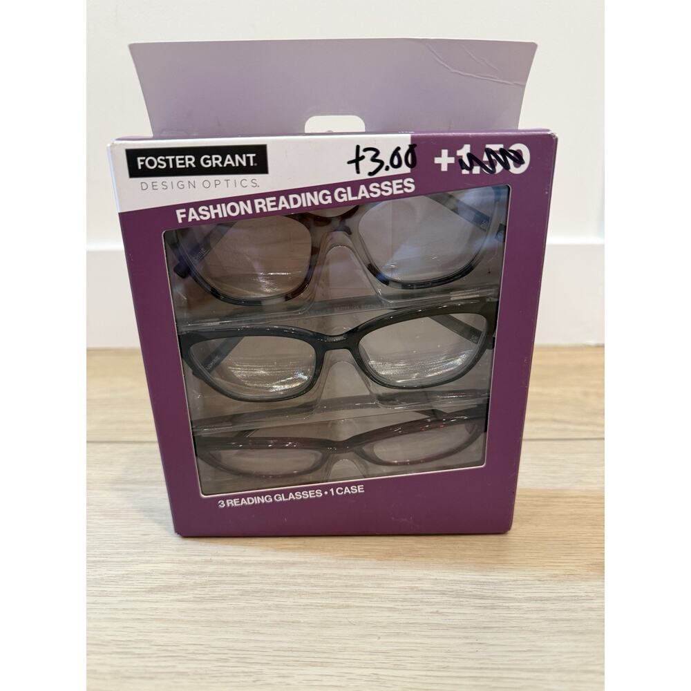 Foster Grant Design Optics Classic Reading Glasses 3 Pack +3.00